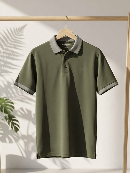 Olive Jacquard  Polo T-Shirt (POLO-1245)