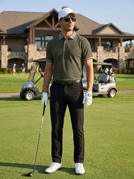 Olive Jacquard  Polo T-Shirt (POLO-1245)