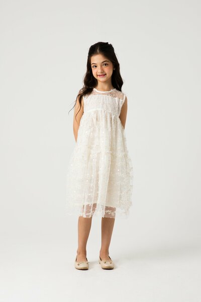 White & Gold Party Dress