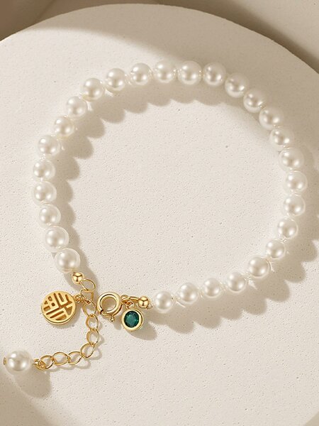 Shein - 2pcs/set Delicate Polished Stainless Steel Heart Accent Black & Green Knitted Bracelet, Great Gift For Kids