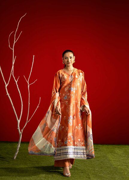 Marine by Rashid Textiles Unstitched Printed Luxury Silk 3 Piece Suit RT26USM D-3910 - Winter Collection