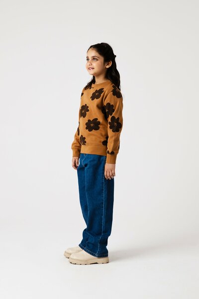 Girls Mocha Daisy Fleece Sweatshirt