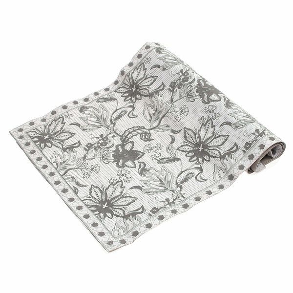 Floral Silver Runner 14x45"