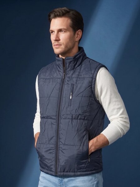 Navy Blue Imported Sleeveless Puffer (PJ-128)