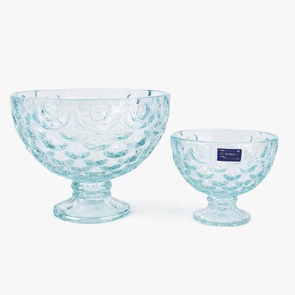 Clear Textured Pressed-Glass Ice Cream Bowl Set – 7 Pieces (1 × 221/110.5 mm Small Bowls)