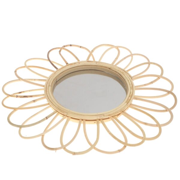 Handwoven Natural Mirror – Sunburst Bamboo Frame Wall Mirror