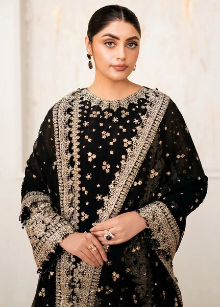 Baroque Embroidered Unstitched Chiffon 3 Piece Suits BQ25UF UF-4038 - Festive Collection
