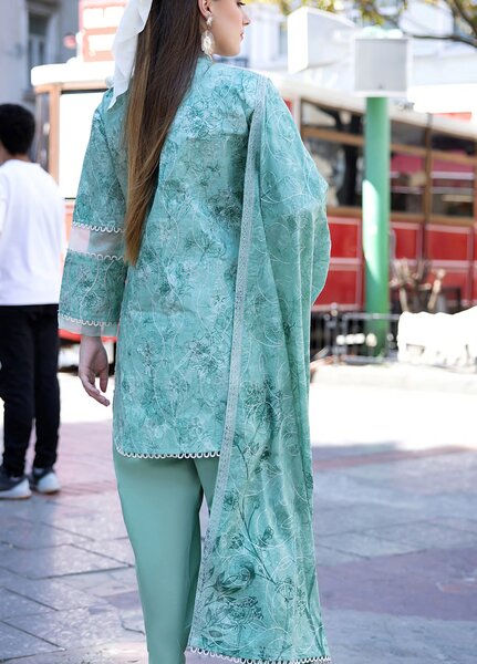 Al Zohaib Dhagakari Unstitched Embroidered Lawn 3 Piece Suit AZ26UD D-06 - Casual Collection