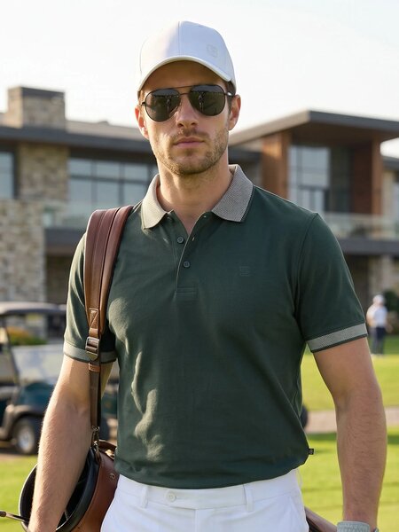 Dark Green Jacquard  Polo T-Shirt (POLO-1192)