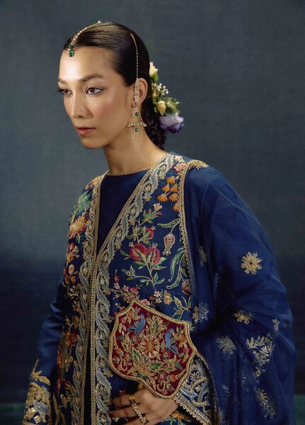 Kamiar Rokni Unstitched Embroidered Raw Silk 3 Piece Suit KR26UF Dilara - Festive Collection