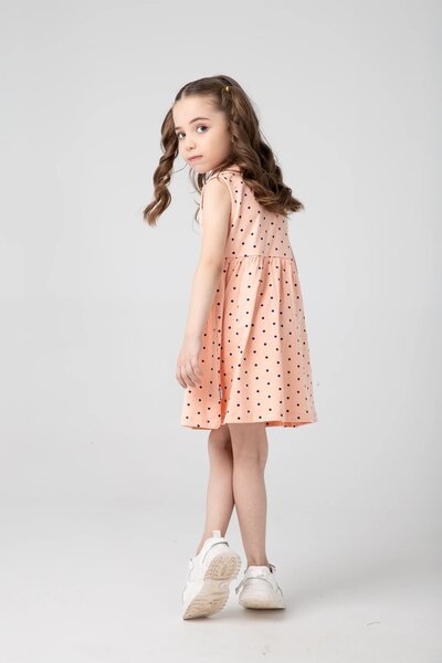 Peach Polka Dot Jersey Frock