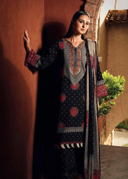 Combination by Charizma Unstitched Embroidered Linen 3 Piece Suit CHR26ULC CCW7-25 - Casual Collection