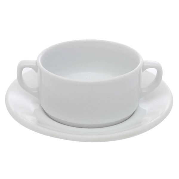 Soup Cup & Saucer Provence 715126-715128 – Elegant White Porcelain Serving Set