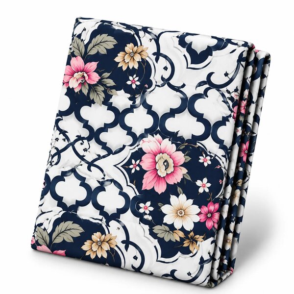 Floral Arch Black & White Double Bed Sheet – Elegant Floral Geometric Design