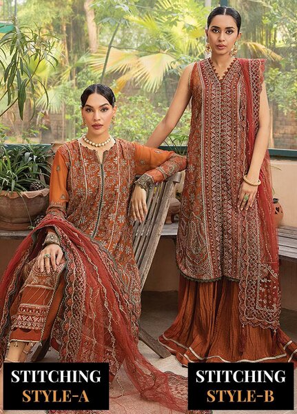 La Mode By Xenia Formals Embroidered Chiffon Suits Unstitched 3 Piece XE25LU D-10 Sophiee - Luxury Collection