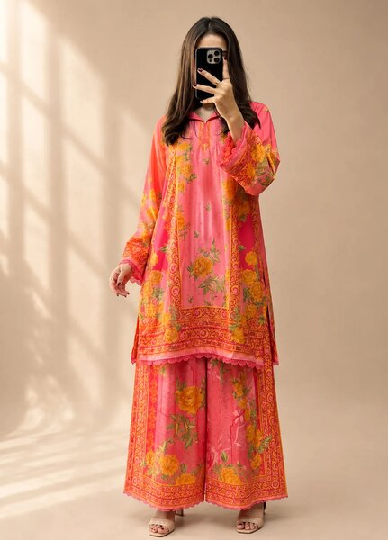 Saba Sumaiya Women RTW Printed Crepe Lawn 2 Piece Suit SS-78659 Rose - Casual Collection