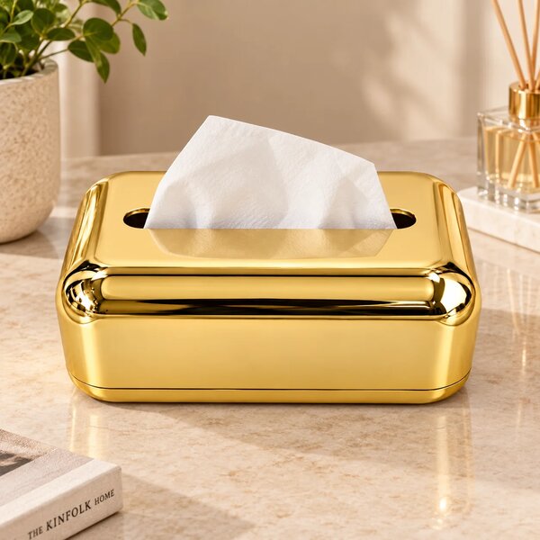 Luxury Golden Tissue Box – Premium Decorative Tissue Holder