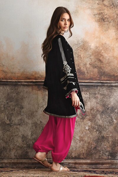 Velvet Embroidered Shirt And Trouser