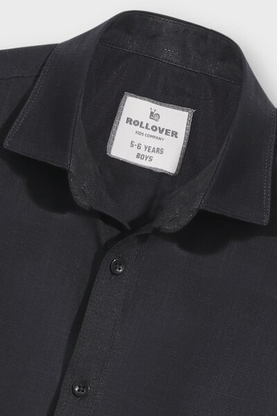 Boys Black Rocket Button Shirt