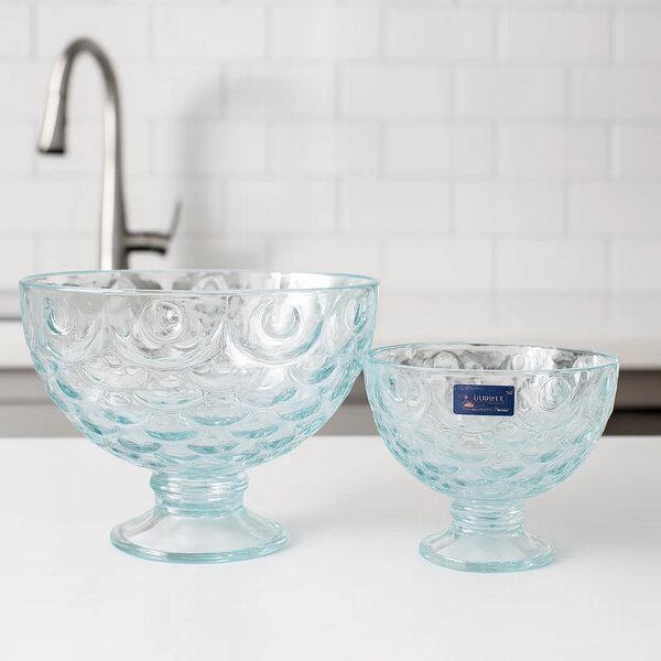 Clear Textured Pressed-Glass Ice Cream Bowl Set – 7 Pieces (1 × 221/110.5 mm Small Bowls)