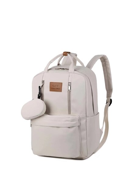 Shein - Classic, Casual Bear & Letter Patch Decor Functional Backpack With Coin Purse School Bag For Teen Girls, Women,College Students, Perfect For Outdoors ,Travel & Back To School, With Bear Pendant , Women Bag With Dime Bag