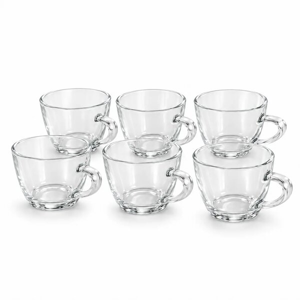 6Pcs Clear Glass Cup Set 210ml | Tea & Coffee Cups