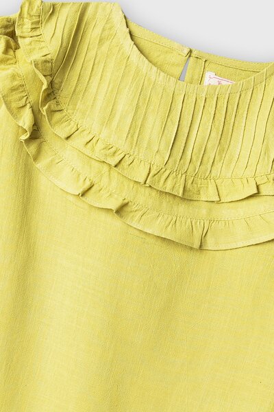 Light Mustard Pintuck Frill Top