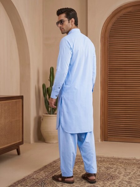 Sky Blue Designer Shalwar Kameez (SK-772)