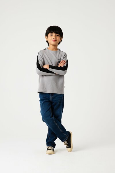Boys Shadow Grey Raglan Tee