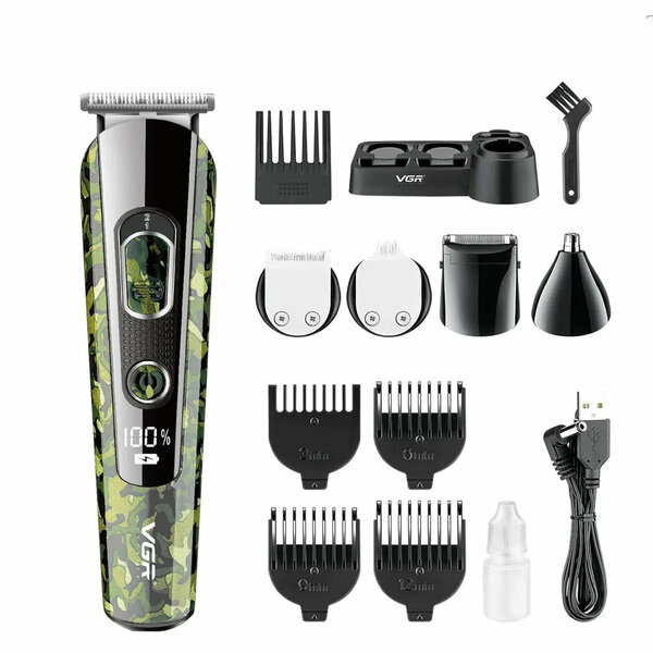 VGR -  V-102 Camouflage Professional Grooming Kit with Cord & Cordless Multipurpose Hair Clipper