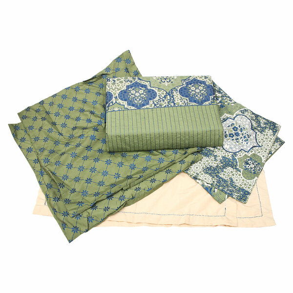 Sage Textures Bedding Set of 6 – Elegant Cotton Blend Bed Sheet & Pillow Covers (Mehr Collection)
