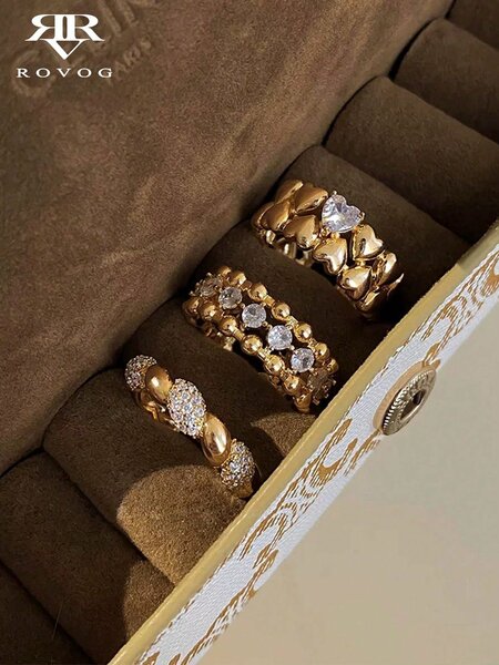 Shein - 3Pcs Luxury French Style Rings Set