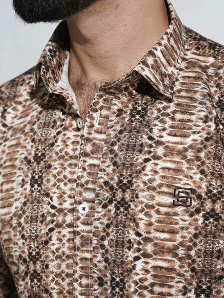 Brown Designer Printed Casual Shirt (CSP-349)