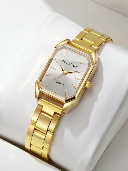 Shein - 1pc LUCKYFOX Minimalist Retro Steel Strap Small Square Calendar Watch