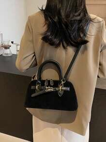 Shein - Vintage Suede Messenger Bag For Women