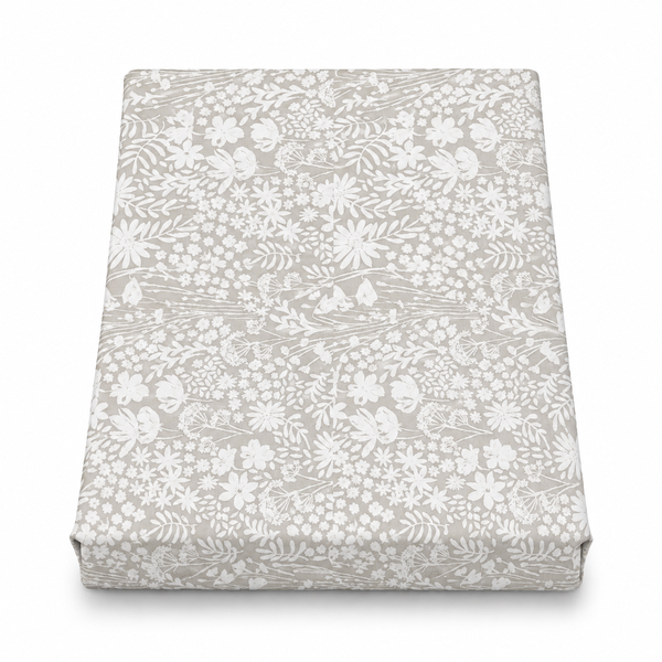 White Floral Double Bed Sheet 96 × 102 Inch Cotton | White Flower & Leaf Print Bed Sheet for Double Bed | Soft Cotton Bedsheet
