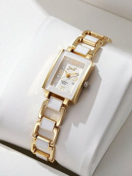 Shein - 1pc Classic & Fashion Square Dial Women's Quartz Wrist Watch - White