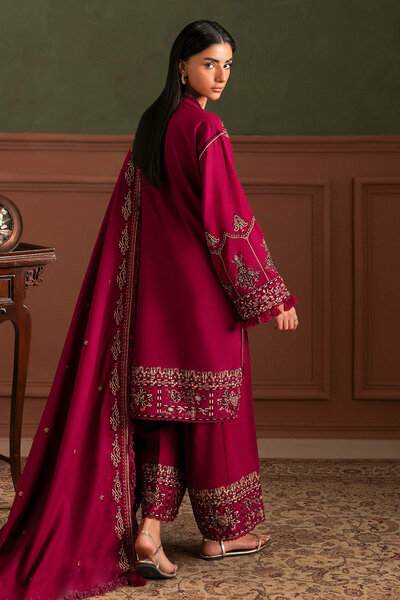 3 Piece Embroidered Cotton Linen Suit