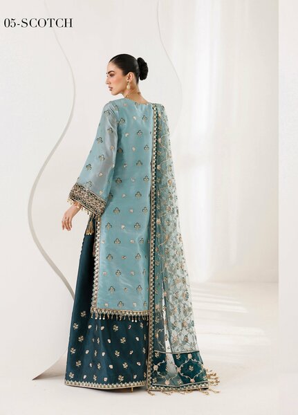 La Ruhe By Alizeh Fashion Unstitched Embroidered Sheesh Silk 3 Piece Suit AF26URW AF-CH-2266-SCOTCH - Wedding Collection