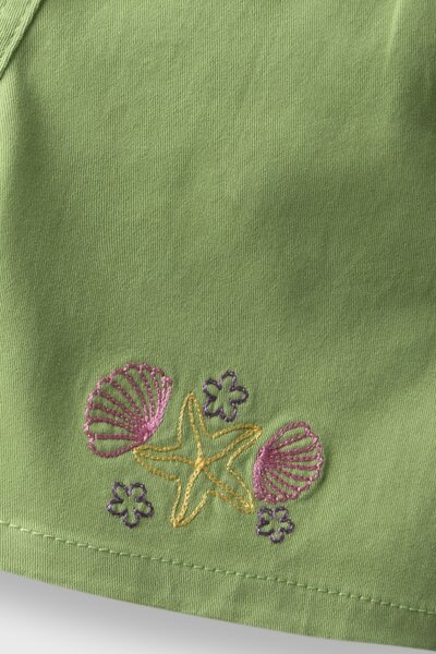 Girls Seaside Green Twill Shorts