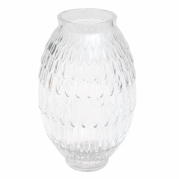Oval Textured Transparent Glass Vase – Small