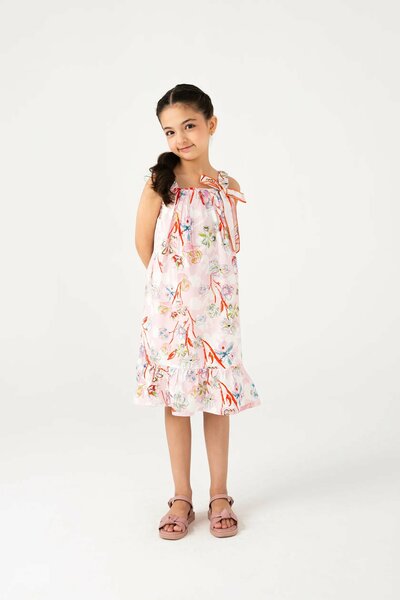 Happy Sketch Frill Dress