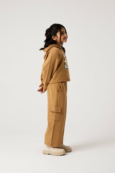Girls Beige Bloom Fleece Co-ord Set
