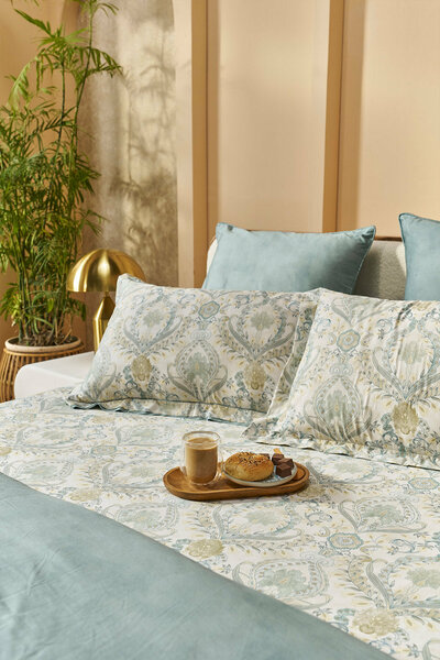 Indus Valley Cotton Lumiere Damask Bed Sheet Set