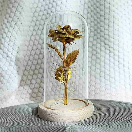Home.co - LED Foil Rose Glass Dome - Gold