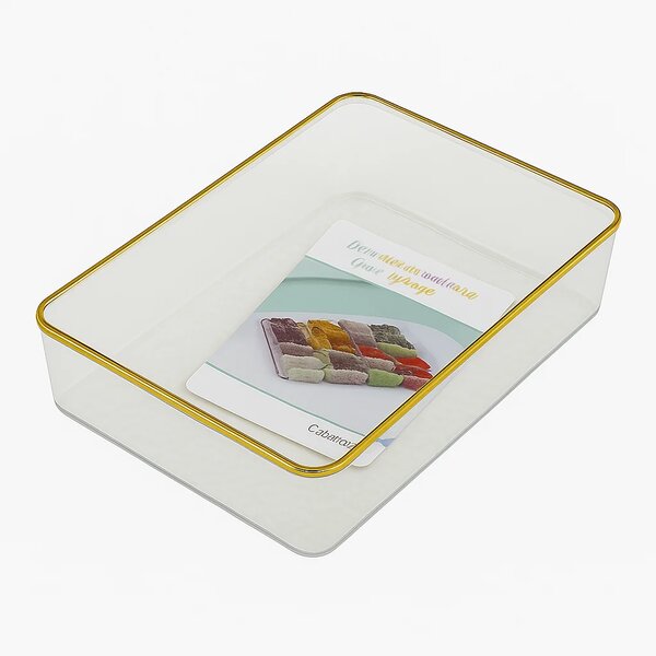 Remikim Golden Storage Box – Elegant Clear Organizer with Gold Rim (Small, Medium or Large – Single Piece)