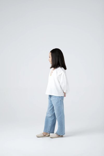 Thread Embroidered White Top