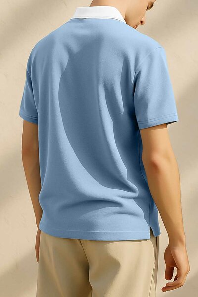Polo Republica Men's Contrast Collar Oversized Polo Shirt