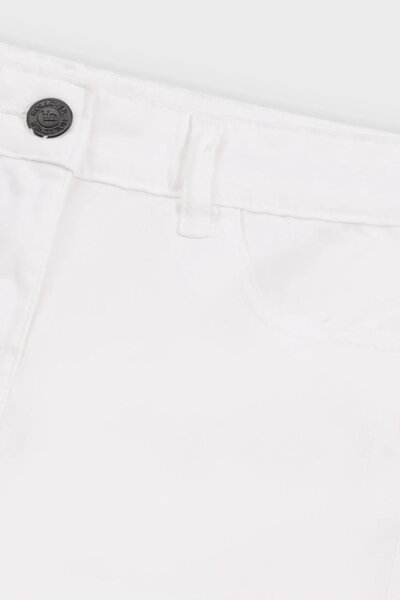 Girls White Twill Chic Wide Pants