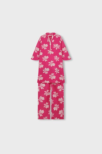Girls Floral Radiance Pink Kurta Set - 2pc